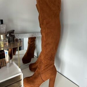 Allegra K Brown Over the Knee Boots